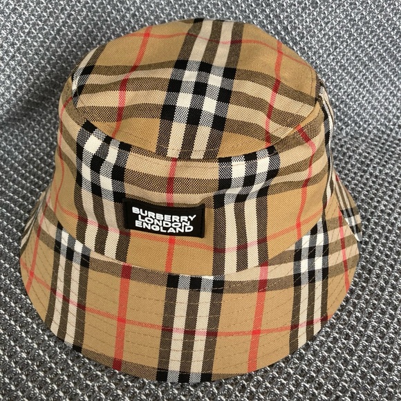 Burberry Accessories - Burberry Tan and Black Checkered Bucket Hat